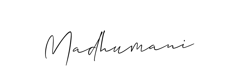 The best way (Allison_Script) to make a short signature is to pick only two or three words in your name. The name Madhumani include a total of six letters. For converting this name. Madhumani signature style 2 images and pictures png