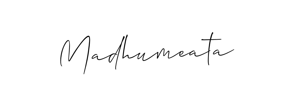 Create a beautiful signature design for name Madhumeata. With this signature (Allison_Script) fonts, you can make a handwritten signature for free. Madhumeata signature style 2 images and pictures png
