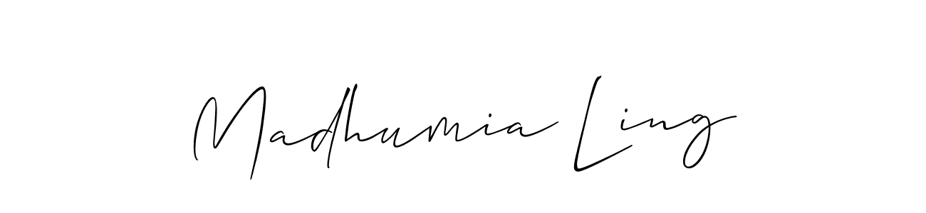 Madhumia Ling stylish signature style. Best Handwritten Sign (Allison_Script) for my name. Handwritten Signature Collection Ideas for my name Madhumia Ling. Madhumia Ling signature style 2 images and pictures png