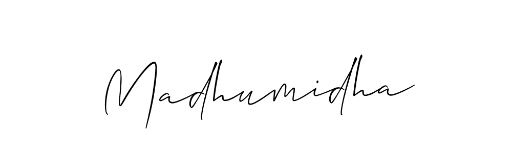 Make a short Madhumidha signature style. Manage your documents anywhere anytime using Allison_Script. Create and add eSignatures, submit forms, share and send files easily. Madhumidha signature style 2 images and pictures png
