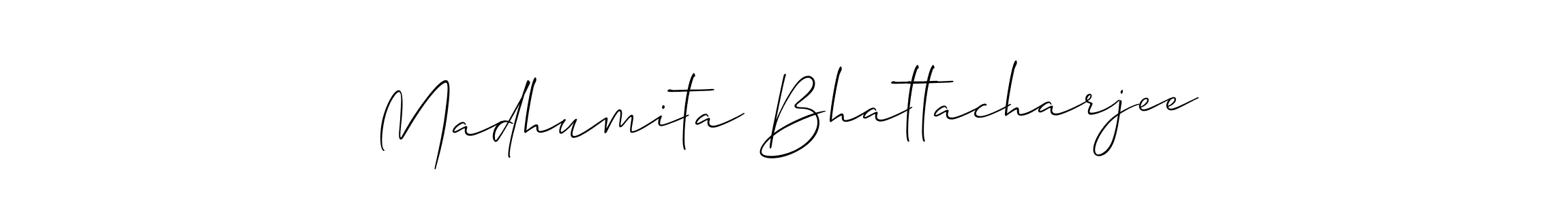 Create a beautiful signature design for name Madhumita Bhattacharjee. With this signature (Allison_Script) fonts, you can make a handwritten signature for free. Madhumita Bhattacharjee signature style 2 images and pictures png