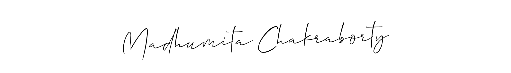 Create a beautiful signature design for name Madhumita Chakraborty. With this signature (Allison_Script) fonts, you can make a handwritten signature for free. Madhumita Chakraborty signature style 2 images and pictures png