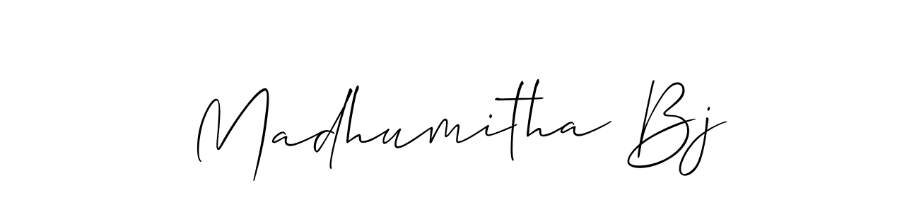 Make a short Madhumitha Bj signature style. Manage your documents anywhere anytime using Allison_Script. Create and add eSignatures, submit forms, share and send files easily. Madhumitha Bj signature style 2 images and pictures png