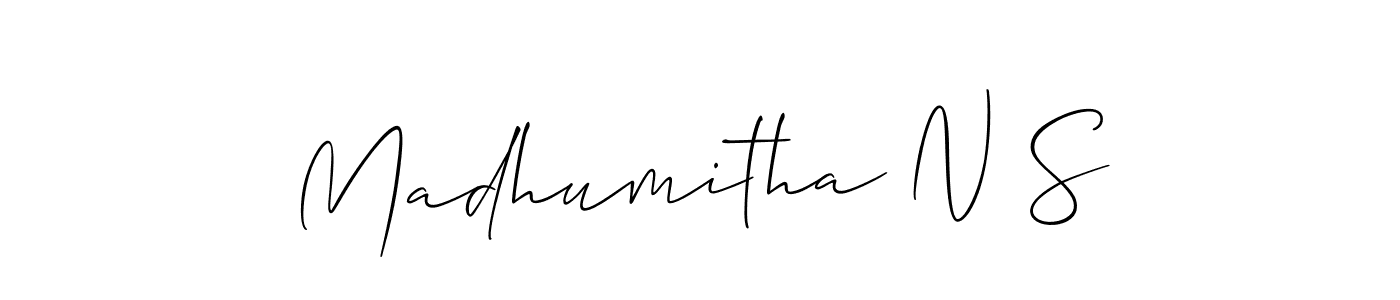 Make a beautiful signature design for name Madhumitha N S. With this signature (Allison_Script) style, you can create a handwritten signature for free. Madhumitha N S signature style 2 images and pictures png