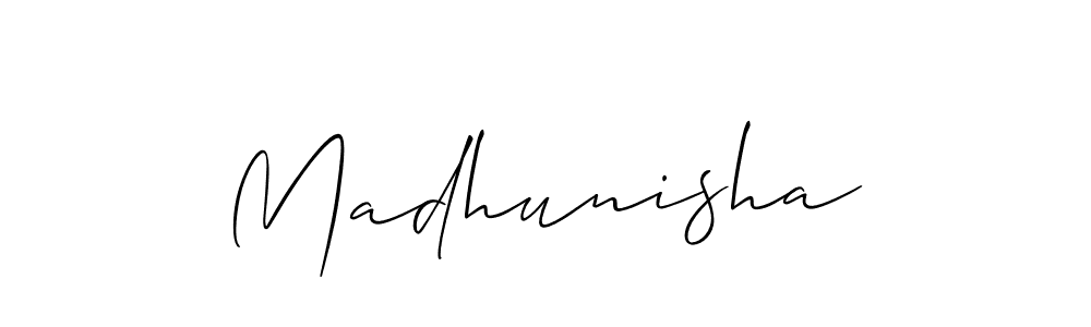 Design your own signature with our free online signature maker. With this signature software, you can create a handwritten (Allison_Script) signature for name Madhunisha. Madhunisha signature style 2 images and pictures png