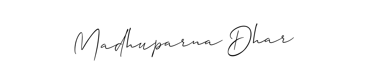 Madhuparna Dhar stylish signature style. Best Handwritten Sign (Allison_Script) for my name. Handwritten Signature Collection Ideas for my name Madhuparna Dhar. Madhuparna Dhar signature style 2 images and pictures png