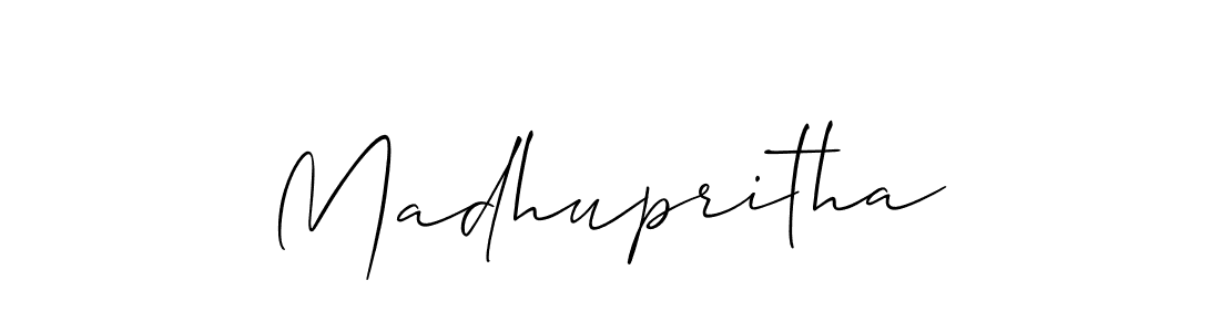 Also we have Madhupritha name is the best signature style. Create professional handwritten signature collection using Allison_Script autograph style. Madhupritha signature style 2 images and pictures png
