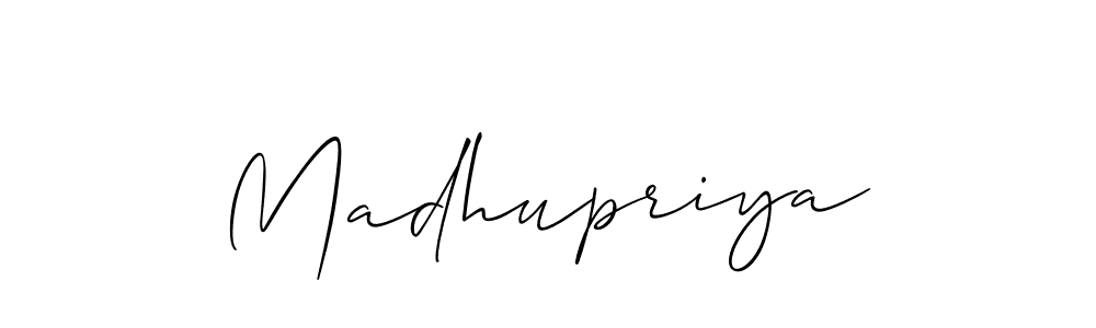 if you are searching for the best signature style for your name Madhupriya. so please give up your signature search. here we have designed multiple signature styles  using Allison_Script. Madhupriya signature style 2 images and pictures png