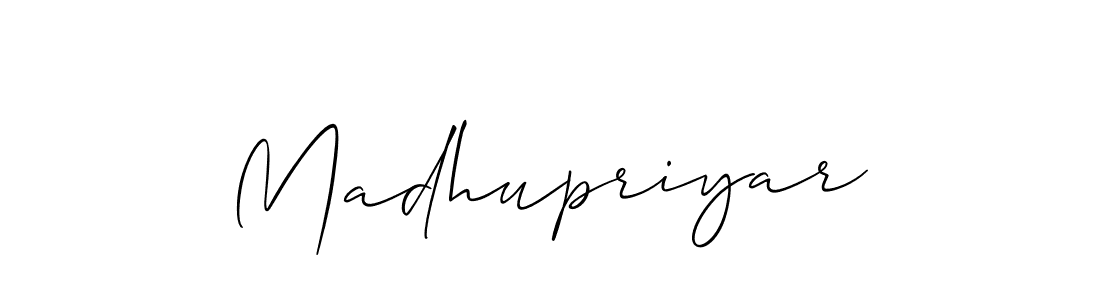 Madhupriyar stylish signature style. Best Handwritten Sign (Allison_Script) for my name. Handwritten Signature Collection Ideas for my name Madhupriyar. Madhupriyar signature style 2 images and pictures png