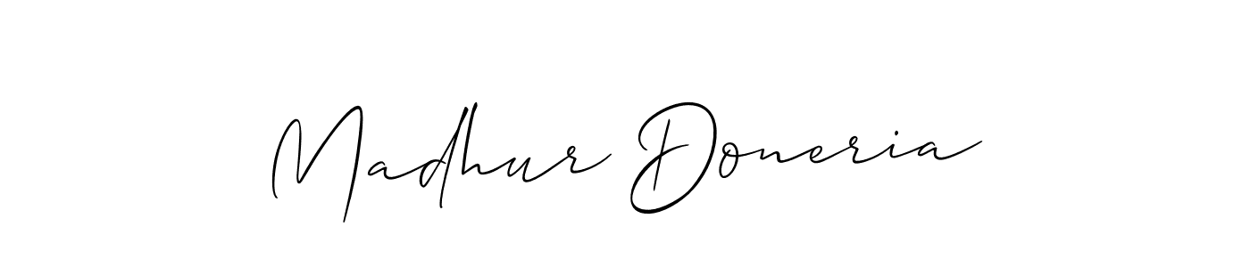 How to make Madhur Doneria name signature. Use Allison_Script style for creating short signs online. This is the latest handwritten sign. Madhur Doneria signature style 2 images and pictures png