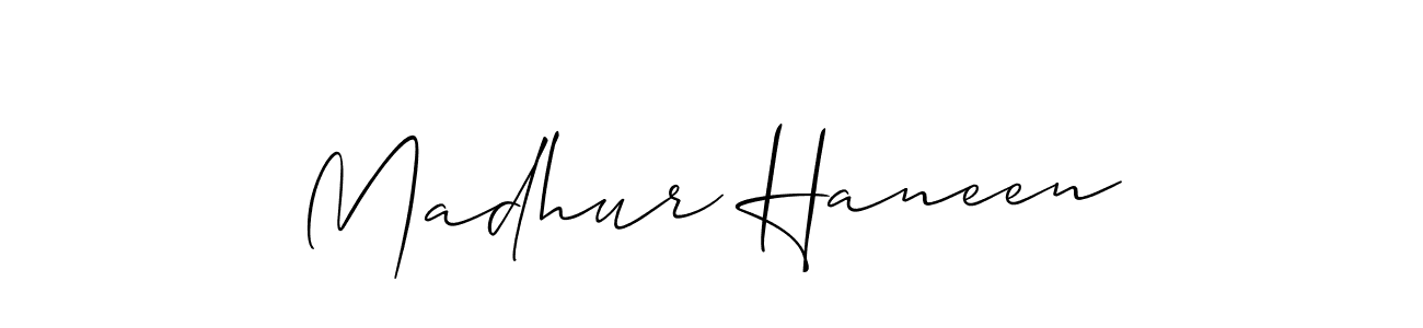 Madhur Haneen stylish signature style. Best Handwritten Sign (Allison_Script) for my name. Handwritten Signature Collection Ideas for my name Madhur Haneen. Madhur Haneen signature style 2 images and pictures png