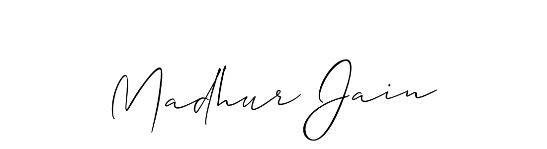 You should practise on your own different ways (Allison_Script) to write your name (Madhur Jain) in signature. don't let someone else do it for you. Madhur Jain signature style 2 images and pictures png