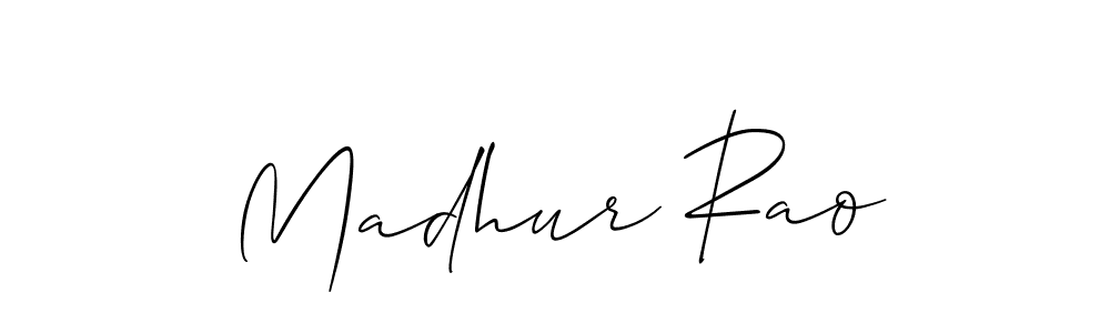 It looks lik you need a new signature style for name Madhur Rao. Design unique handwritten (Allison_Script) signature with our free signature maker in just a few clicks. Madhur Rao signature style 2 images and pictures png
