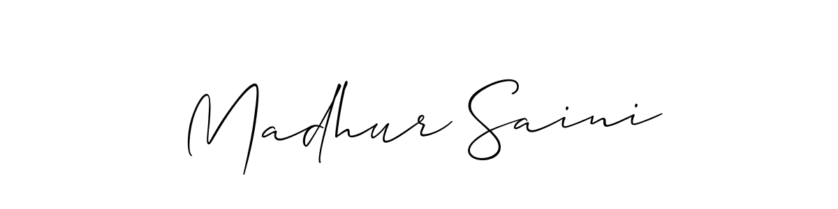 How to make Madhur Saini name signature. Use Allison_Script style for creating short signs online. This is the latest handwritten sign. Madhur Saini signature style 2 images and pictures png