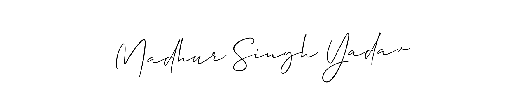 You should practise on your own different ways (Allison_Script) to write your name (Madhur Singh Yadav) in signature. don't let someone else do it for you. Madhur Singh Yadav signature style 2 images and pictures png