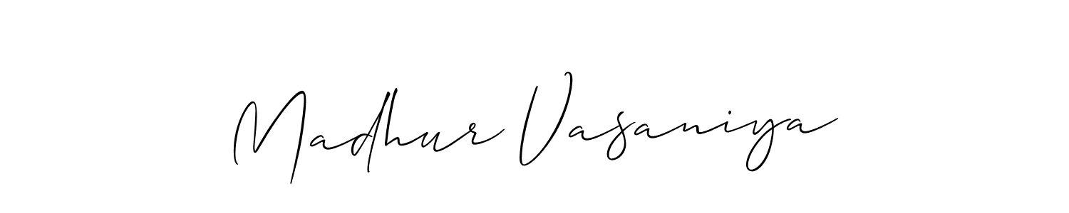 Create a beautiful signature design for name Madhur Vasaniya. With this signature (Allison_Script) fonts, you can make a handwritten signature for free. Madhur Vasaniya signature style 2 images and pictures png