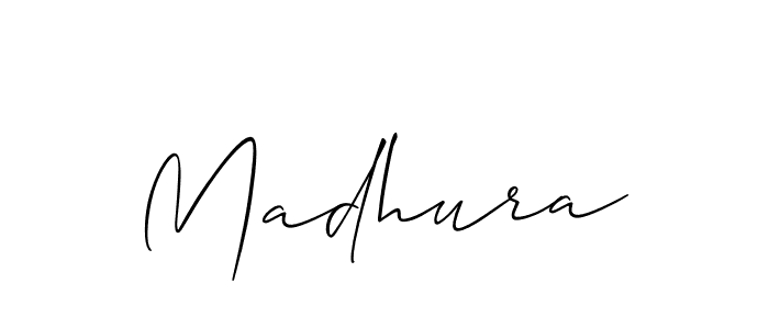 Make a beautiful signature design for name Madhura. With this signature (Allison_Script) style, you can create a handwritten signature for free. Madhura signature style 2 images and pictures png