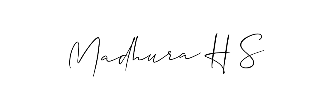 This is the best signature style for the Madhura H S name. Also you like these signature font (Allison_Script). Mix name signature. Madhura H S signature style 2 images and pictures png