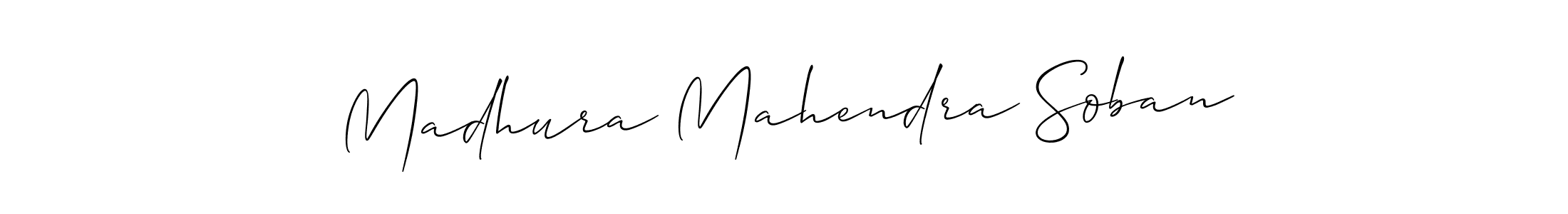 You should practise on your own different ways (Allison_Script) to write your name (Madhura Mahendra Soban) in signature. don't let someone else do it for you. Madhura Mahendra Soban signature style 2 images and pictures png