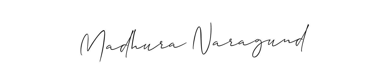 The best way (Allison_Script) to make a short signature is to pick only two or three words in your name. The name Madhura Naragund include a total of six letters. For converting this name. Madhura Naragund signature style 2 images and pictures png