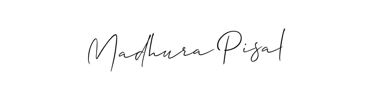 How to make Madhura Pisal signature? Allison_Script is a professional autograph style. Create handwritten signature for Madhura Pisal name. Madhura Pisal signature style 2 images and pictures png