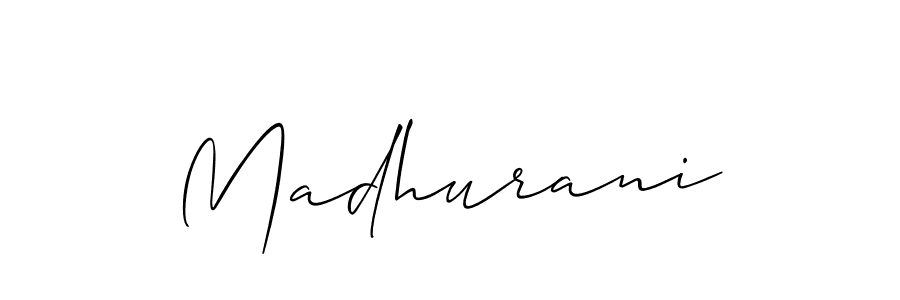 Design your own signature with our free online signature maker. With this signature software, you can create a handwritten (Allison_Script) signature for name Madhurani. Madhurani signature style 2 images and pictures png