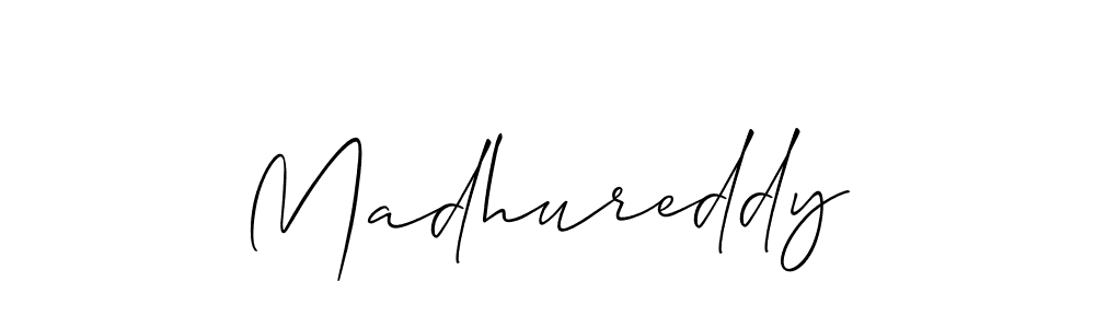 Make a short Madhureddy signature style. Manage your documents anywhere anytime using Allison_Script. Create and add eSignatures, submit forms, share and send files easily. Madhureddy signature style 2 images and pictures png