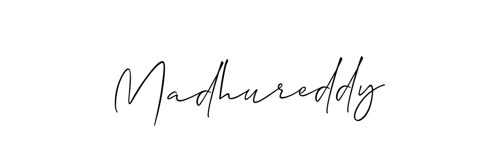 Make a short Madhureddy signature style. Manage your documents anywhere anytime using Allison_Script. Create and add eSignatures, submit forms, share and send files easily. Madhureddy signature style 2 images and pictures png