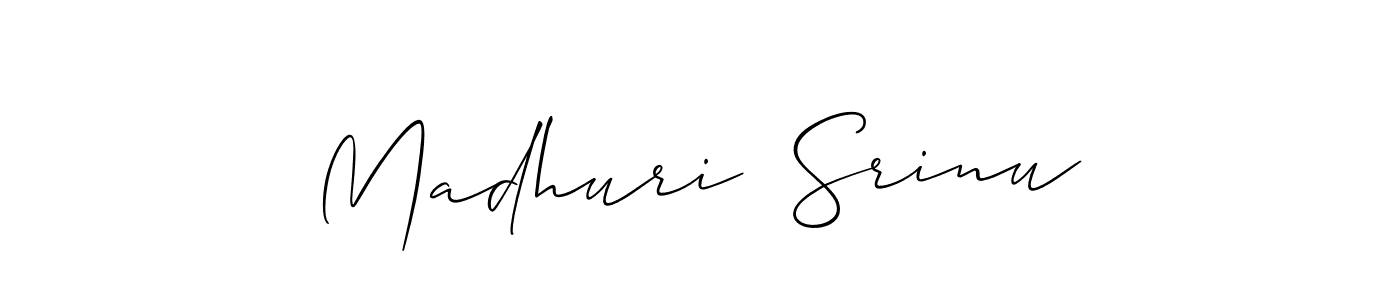 Make a beautiful signature design for name Madhuri  Srinu. With this signature (Allison_Script) style, you can create a handwritten signature for free. Madhuri  Srinu signature style 2 images and pictures png
