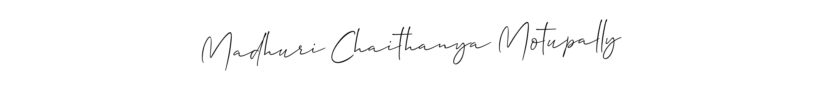 How to make Madhuri Chaithanya Motupally name signature. Use Allison_Script style for creating short signs online. This is the latest handwritten sign. Madhuri Chaithanya Motupally signature style 2 images and pictures png