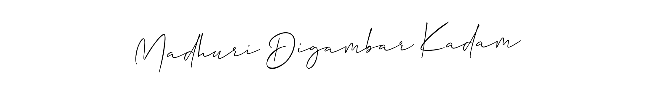 if you are searching for the best signature style for your name Madhuri Digambar Kadam. so please give up your signature search. here we have designed multiple signature styles  using Allison_Script. Madhuri Digambar Kadam signature style 2 images and pictures png