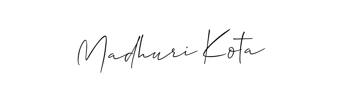 Allison_Script is a professional signature style that is perfect for those who want to add a touch of class to their signature. It is also a great choice for those who want to make their signature more unique. Get Madhuri Kota name to fancy signature for free. Madhuri Kota signature style 2 images and pictures png