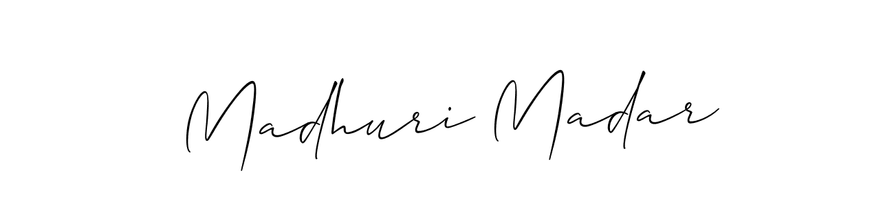 Allison_Script is a professional signature style that is perfect for those who want to add a touch of class to their signature. It is also a great choice for those who want to make their signature more unique. Get Madhuri Madar name to fancy signature for free. Madhuri Madar signature style 2 images and pictures png