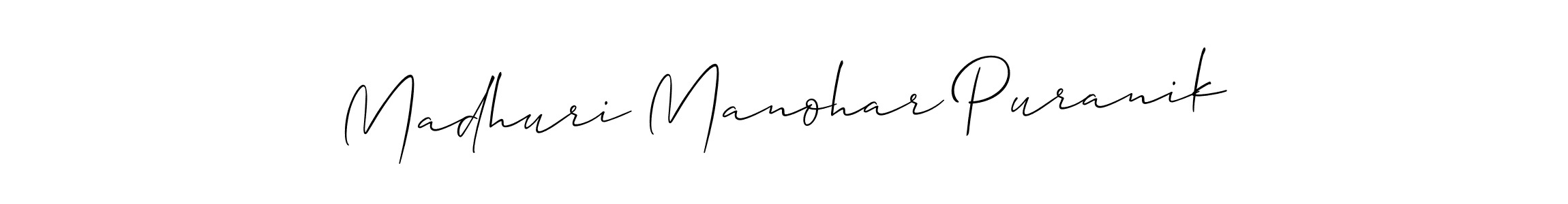 Design your own signature with our free online signature maker. With this signature software, you can create a handwritten (Allison_Script) signature for name Madhuri Manohar Puranik. Madhuri Manohar Puranik signature style 2 images and pictures png