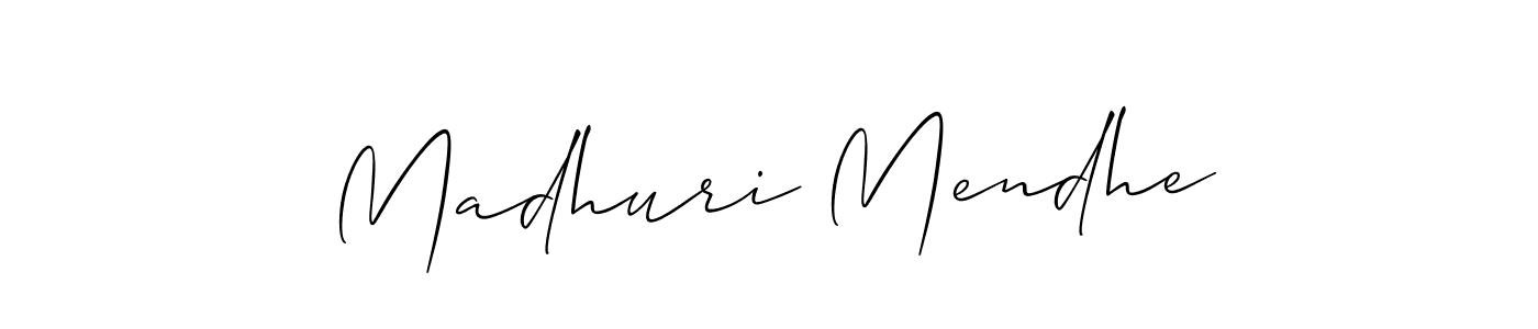 Make a short Madhuri Mendhe signature style. Manage your documents anywhere anytime using Allison_Script. Create and add eSignatures, submit forms, share and send files easily. Madhuri Mendhe signature style 2 images and pictures png