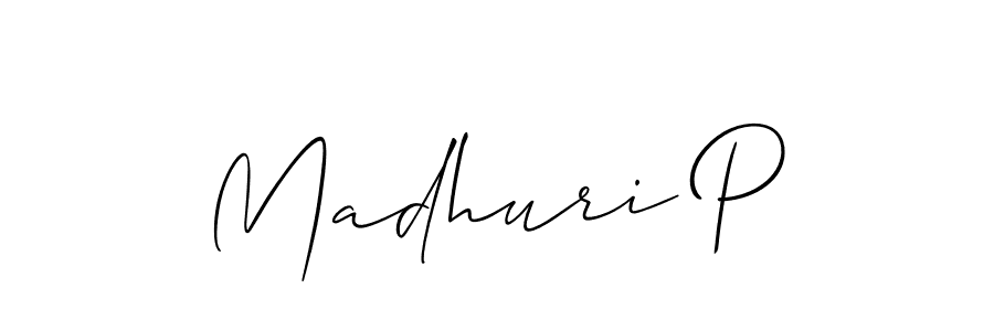 How to make Madhuri P signature? Allison_Script is a professional autograph style. Create handwritten signature for Madhuri P name. Madhuri P signature style 2 images and pictures png