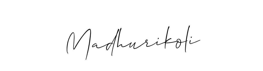 Madhurikoli stylish signature style. Best Handwritten Sign (Allison_Script) for my name. Handwritten Signature Collection Ideas for my name Madhurikoli. Madhurikoli signature style 2 images and pictures png