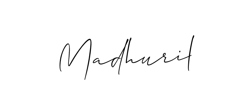 Use a signature maker to create a handwritten signature online. With this signature software, you can design (Allison_Script) your own signature for name Madhuril. Madhuril signature style 2 images and pictures png