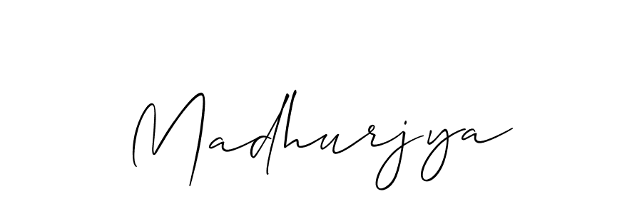 Use a signature maker to create a handwritten signature online. With this signature software, you can design (Allison_Script) your own signature for name Madhurjya. Madhurjya signature style 2 images and pictures png