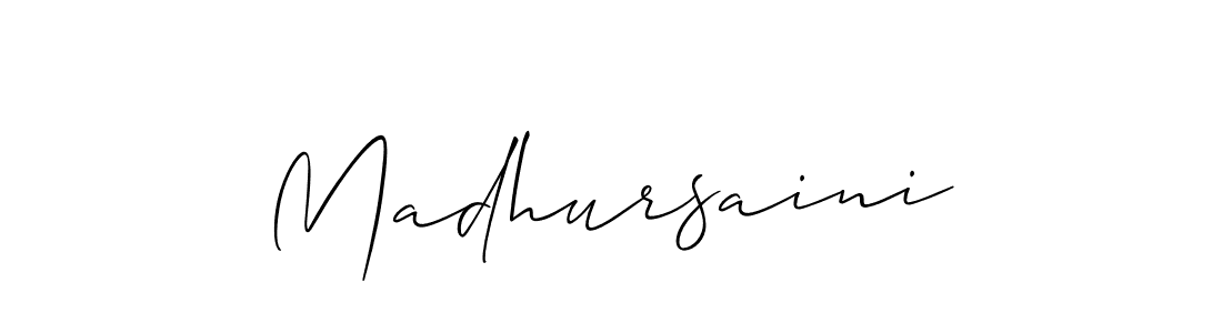 Use a signature maker to create a handwritten signature online. With this signature software, you can design (Allison_Script) your own signature for name Madhursaini. Madhursaini signature style 2 images and pictures png