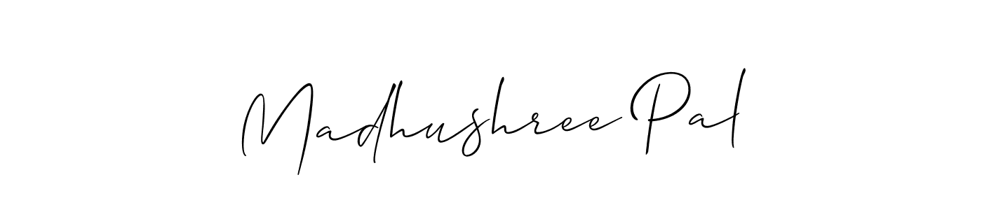How to make Madhushree Pal name signature. Use Allison_Script style for creating short signs online. This is the latest handwritten sign. Madhushree Pal signature style 2 images and pictures png