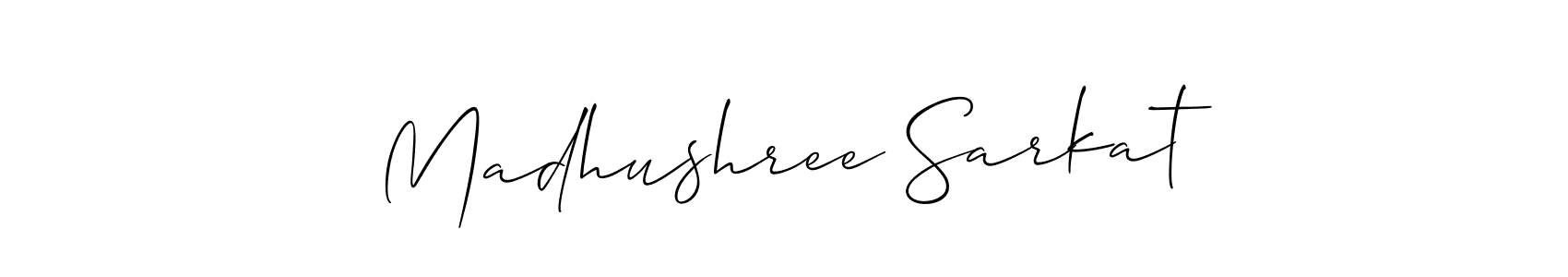 You should practise on your own different ways (Allison_Script) to write your name (Madhushree Sarkat) in signature. don't let someone else do it for you. Madhushree Sarkat signature style 2 images and pictures png