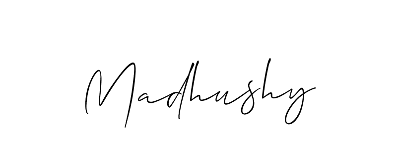Use a signature maker to create a handwritten signature online. With this signature software, you can design (Allison_Script) your own signature for name Madhushy. Madhushy signature style 2 images and pictures png