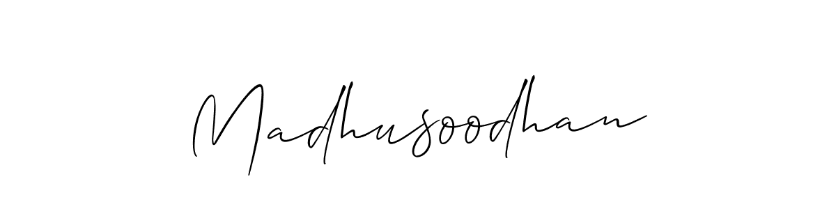 Use a signature maker to create a handwritten signature online. With this signature software, you can design (Allison_Script) your own signature for name Madhusoodhan. Madhusoodhan signature style 2 images and pictures png