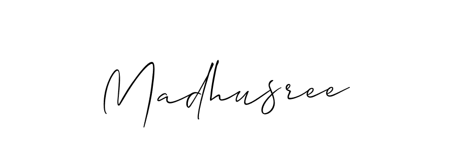 Design your own signature with our free online signature maker. With this signature software, you can create a handwritten (Allison_Script) signature for name Madhusree. Madhusree signature style 2 images and pictures png