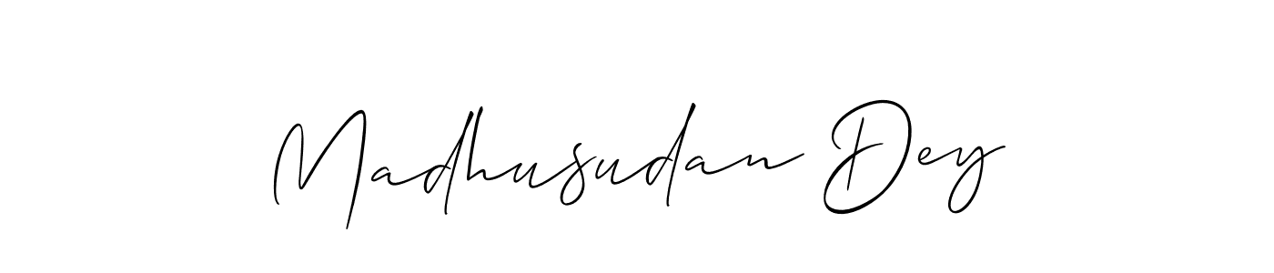 You should practise on your own different ways (Allison_Script) to write your name (Madhusudan Dey) in signature. don't let someone else do it for you. Madhusudan Dey signature style 2 images and pictures png