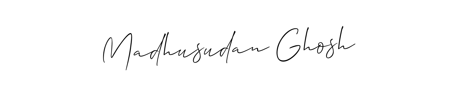 Make a beautiful signature design for name Madhusudan Ghosh. With this signature (Allison_Script) style, you can create a handwritten signature for free. Madhusudan Ghosh signature style 2 images and pictures png