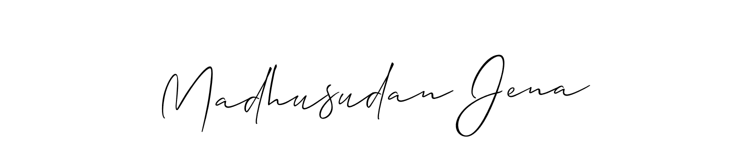 You should practise on your own different ways (Allison_Script) to write your name (Madhusudan Jena) in signature. don't let someone else do it for you. Madhusudan Jena signature style 2 images and pictures png