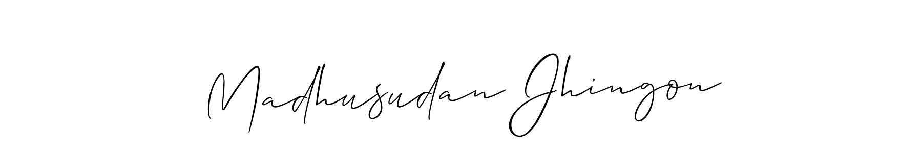 This is the best signature style for the Madhusudan Jhingon name. Also you like these signature font (Allison_Script). Mix name signature. Madhusudan Jhingon signature style 2 images and pictures png