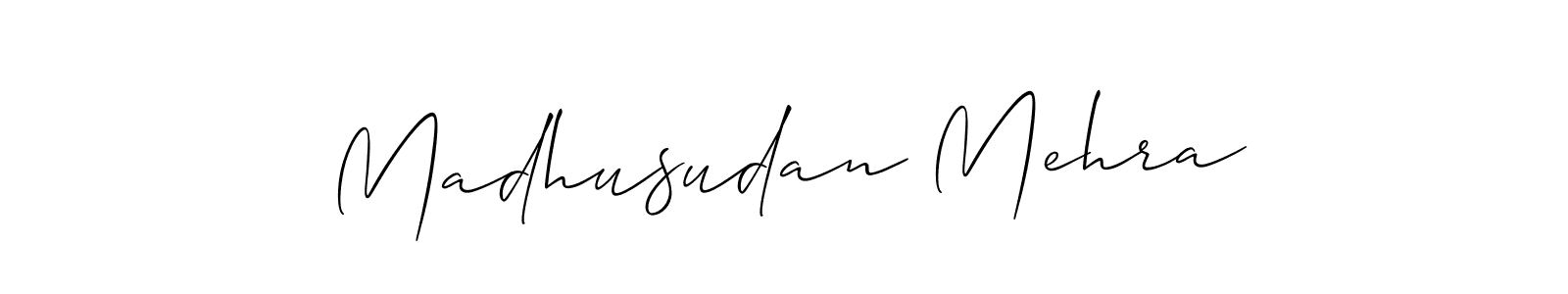 Make a beautiful signature design for name Madhusudan Mehra. With this signature (Allison_Script) style, you can create a handwritten signature for free. Madhusudan Mehra signature style 2 images and pictures png
